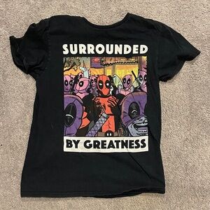 Marvel Black Tee with Deadpool Graphic